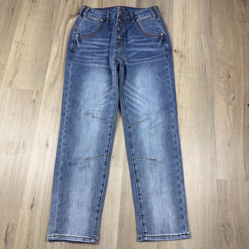 Flamingals Jeans Womens Small High Rise Button Fly Straight Leg Denim NWOT